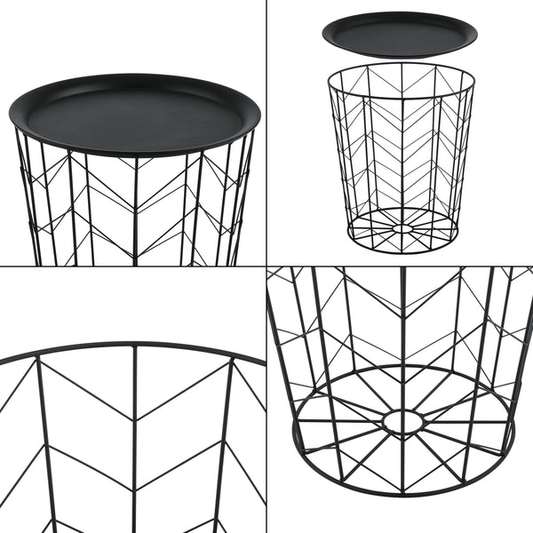 Masuta cafea Cerisey set 2 bucati cu blat detasabil metal negru [en.casa]