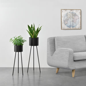 Suport flori Dalhem set 2 bucati metal negru masuri diferite [en.casa]