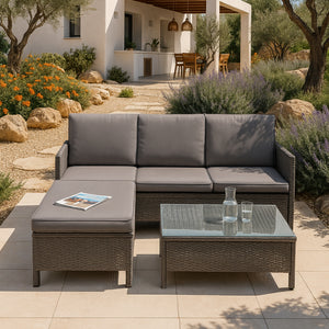 Set mobilier gradina ACRS-17025 canapea taburet masa ratan sintetic [en.casa]