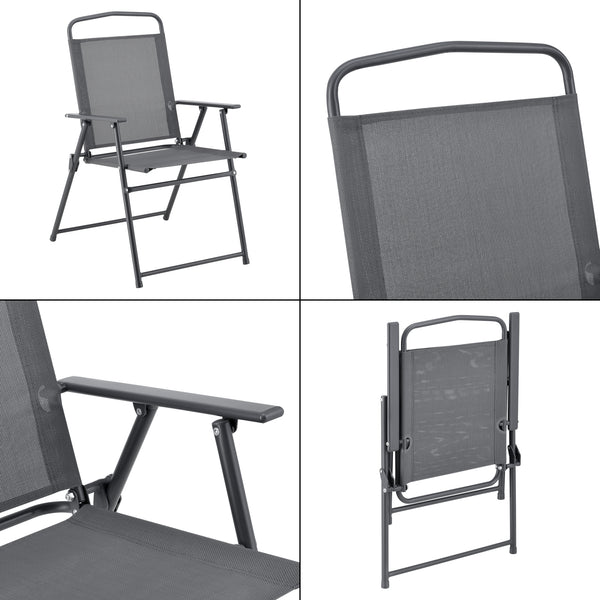 Set mobilier gradina Milagro 1 x masa 4 x scaune pliabile 1 x umbrela negru/gri inchis [en.casa] 