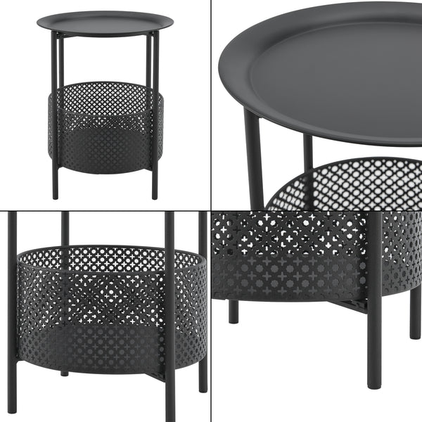 Masuta cafea Kruibeke metal negru [en.casa]