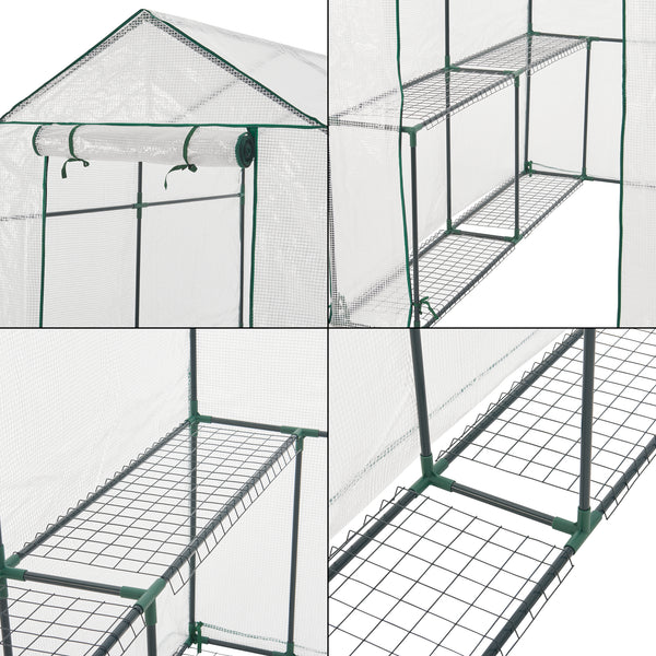 Solar gradina cu rafturi Oosterhout 120 x 186 x 190 cm transparent [en.casa]