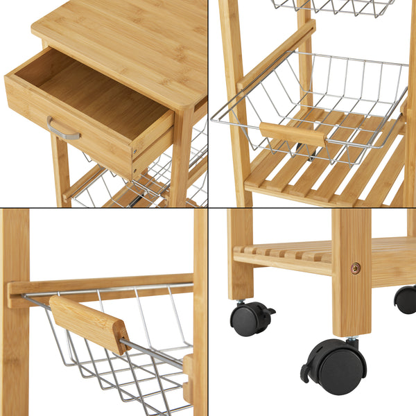 Carucior servire la masa Stenungsund 76 x 36 x 36 cm bambus [en.casa]