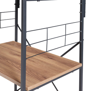 Raft bucatarie Billund 133x60x42cm metal pal negru/efect nuc [en.casa]