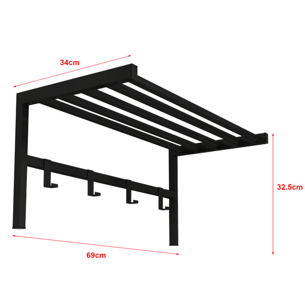 Cuier de perete Tolga 32,5x69x34cm metal negru [en.casa]