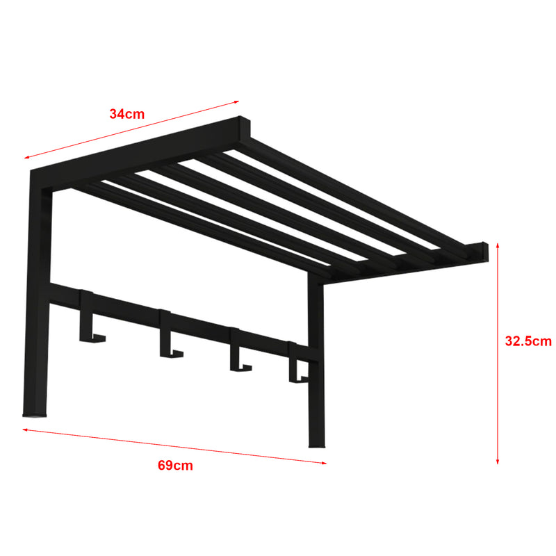 Schiță cotată Cuier de perete Tolga 32,5x69x34cm metal negru [en.casa]