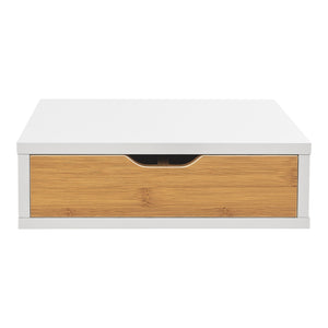 Cutie cu sertare Vieremä 9x30x31cm Alb/Aspect bambus [en.casa]