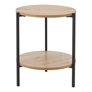 Masă laterală Kuopio 50xØ40cm Negru/Aspect lemn [en.casa]