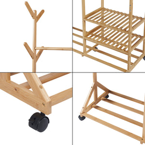 Suport haine Ikaalinen 176x100x38cm mobil pe 5 roti [en.casa]