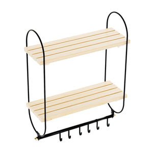 Raft perete Pielavesi 47x40x16cm negru natur [en.casa]