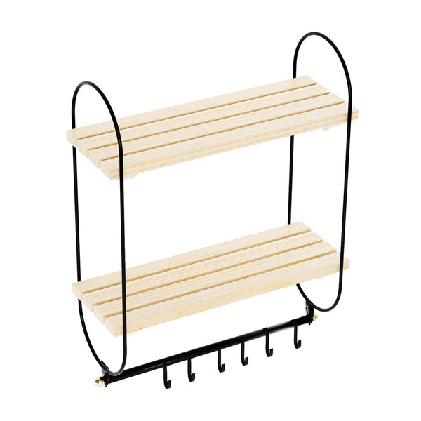 Raft perete Pielavesi 47x40x16cm negru natur [en.casa]