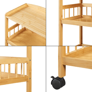 Carucior servire cu 3 rafturi Huddinge 80x53x30cm bambus natur [en.casa]