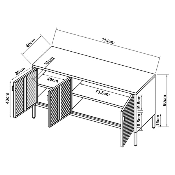 Dulap TV Castelli  114x40x60cm otel alb [en.casa]