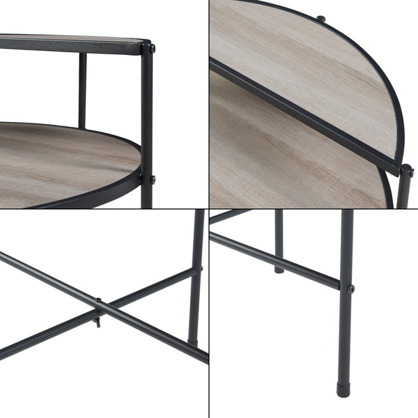 Masuta Fyresdal 68x62cm negru/efect lemn stejar [en.casa]