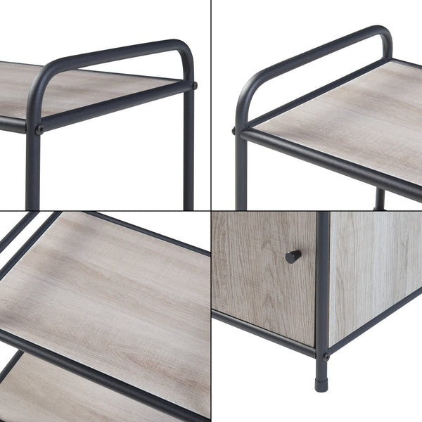 Masuta cu dulap Gulen 60x43 x33cm negru/efect lemn stejar [en.casa]