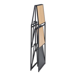 Raft pliabil Telemark 81x68x38cm negru/efect lemn stejar [en.casa]
