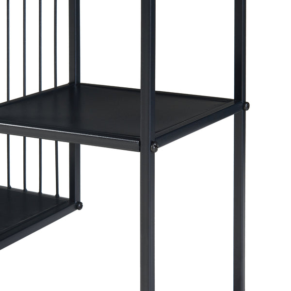 Consola hol Beesel 65,5x60x20cm otel negru cu rafturi [en.casa]