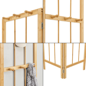 Cuier pliabil tip panou de colt Hyllestad 165,5x92x8cm bambus natur [en.casa]