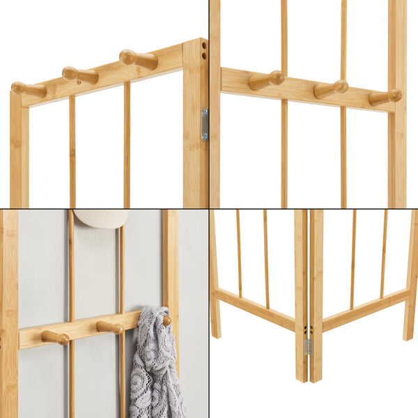 Cuier pliabil tip panou de colt Hyllestad 165,5x92x8cm bambus natur [en.casa]