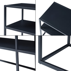 Masa TV Solund 120x30x46 cm metal negru cu 2 rafturi [en.casa]