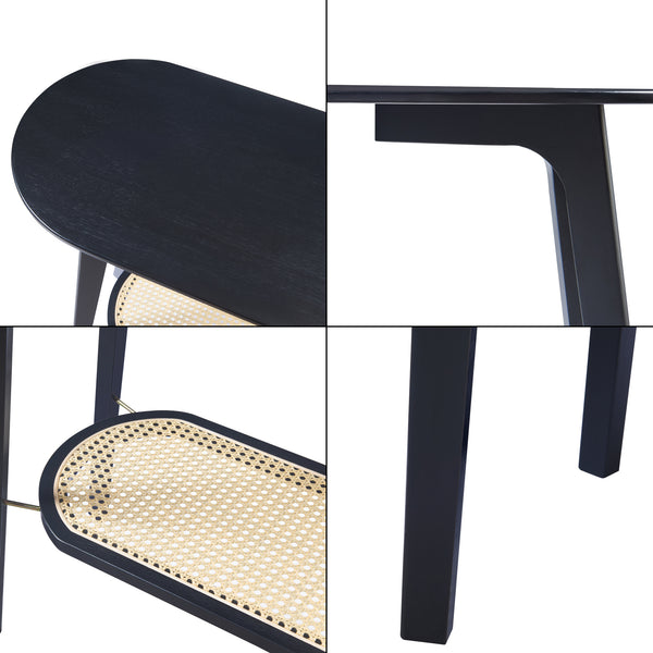 Masuta consola Taivalkoski 100x35x80cm negru/efect ratan