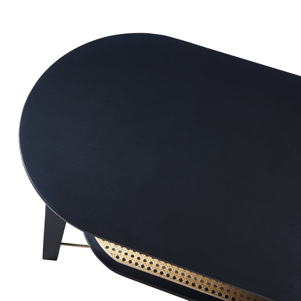 Masuta cafea Taivalkoski 120x43x40cm negru/efect ratan [en.casa]