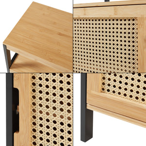 Dulap baie de sine statator Tervola 80x40x35cm mediu mdf bambus natur negru [en.casa]