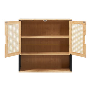 Dulap perete Tervola 60x60x20cm MDF bambus natur negru [en.casa]