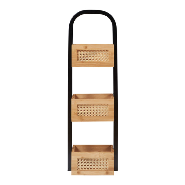 Raft de sine statator baie Tervola 73x23x18,5 cm negru natur [en.casa]