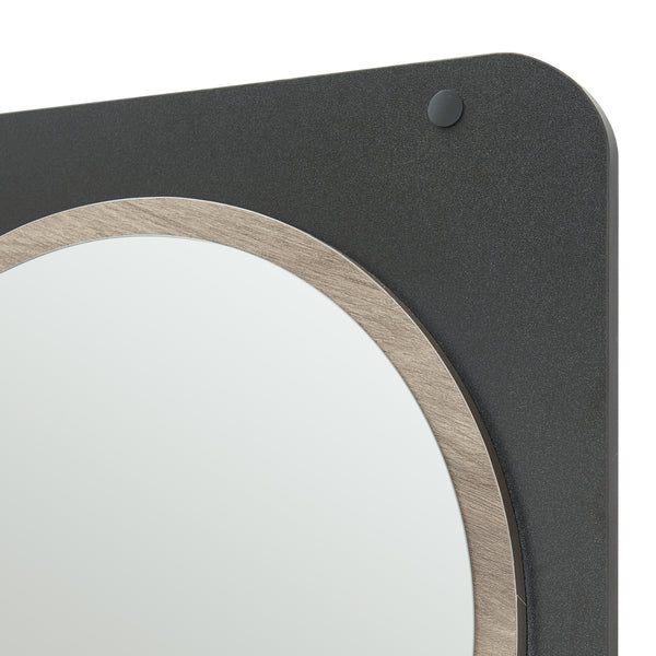 Cuier panou perete hol cu oglinda Helsinge 140x59,5x16cm negru/efect lemn [en.casa]