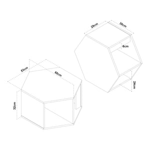 Set 2 masute cafea Molde 32x60x53cm negru/nuc [en.casa]