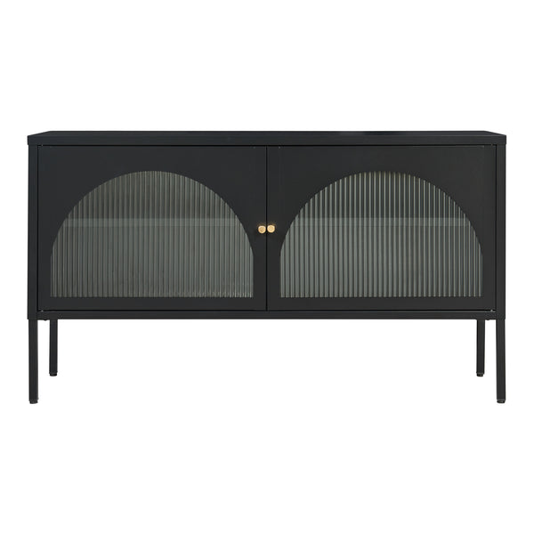 Comoda TV cu 2 usi Karlskrona 115x35x64 cm negru [en.casa]