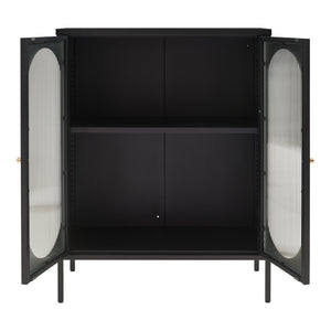 Comoda Karlskrona 101,5x80x40 cm otel sticla negru mat [en.casa]