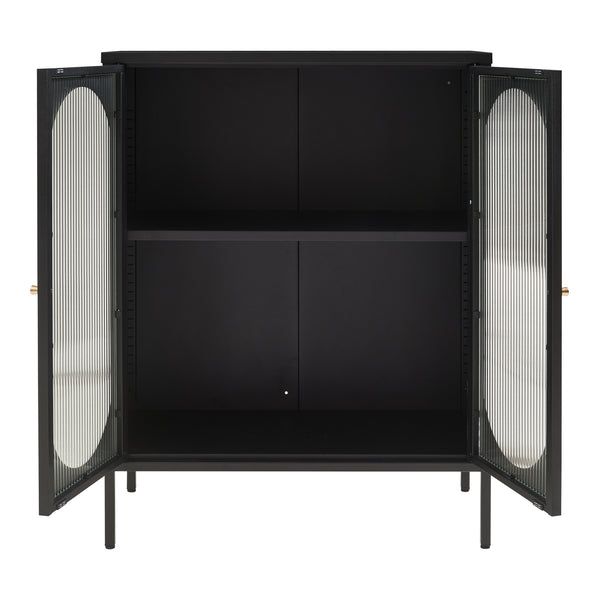 Comoda Karlskrona 101,5x80x40 cm otel sticla negru mat [en.casa]