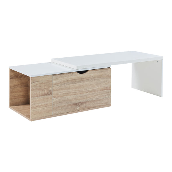 Masuta cu blat extensibil Österåker 100x47,5x40cm PAL efect lemn alb [en.casa]