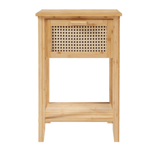 Noptiera cu sertar Leirfjord 60x40x35cm bambus plastic natur [en.casa]