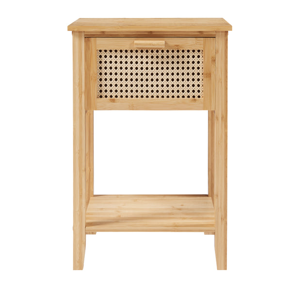 Noptiera cu sertar Leirfjord 60x40x35cm bambus plastic natur [en.casa]