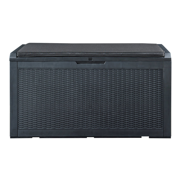 Lada depozitare gradina Atella 122x54,5x65cm negru efect ratan [casa.pro]
