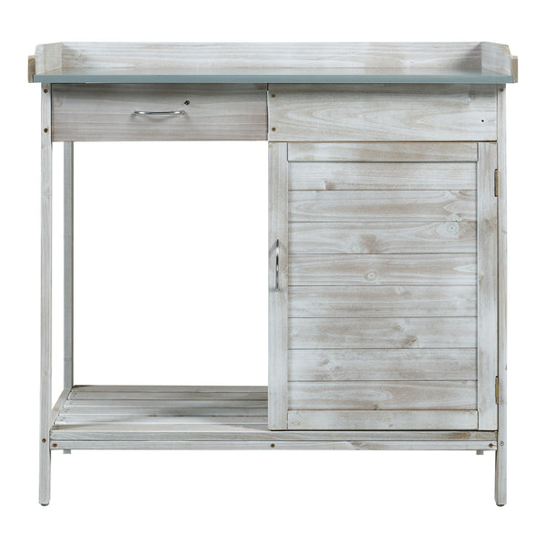 Masa plantare Aliano 98x48x94cm brad otel gri [casa.pro]
