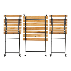 Set bistro 3 piese pliabil gradina Bovino otel lemn negru natur [casa.pro]