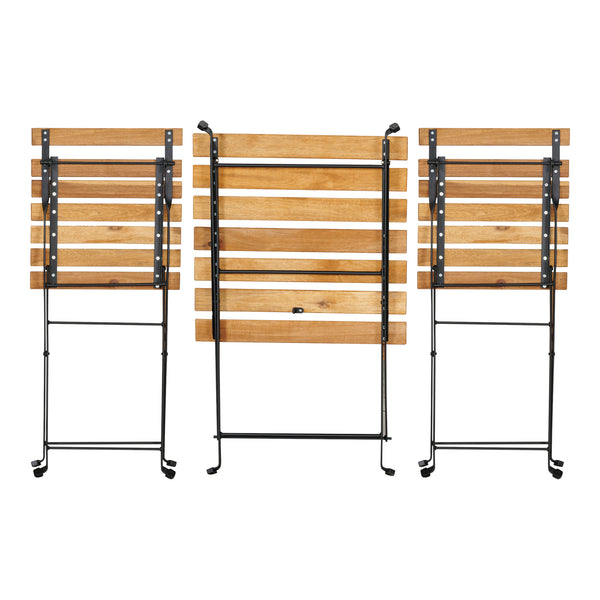 Set bistro 3 piese pliabil gradina Bovino otel lemn negru natur [casa.pro]
