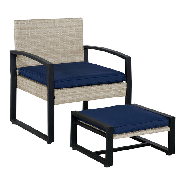 Set mobilier gradina 5 piese Calvello 1 masa 2 scaune si 2 tabureti [casa.pro]