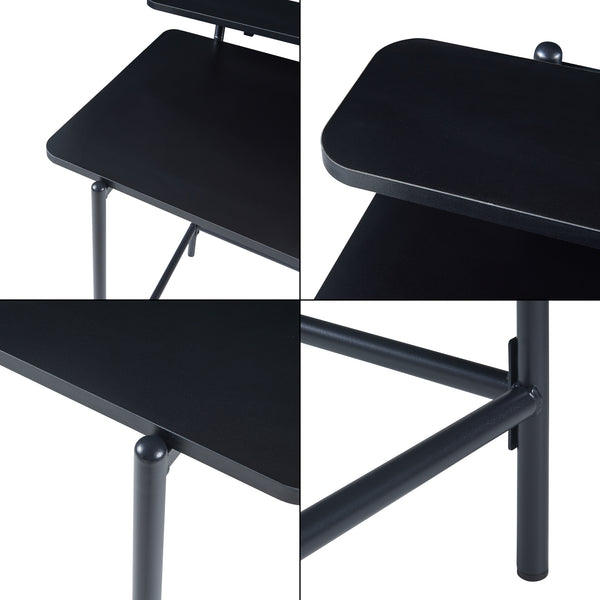 Birou cu raft superior Samnanger 120x55x88cm otel PAL negru [en.casa]