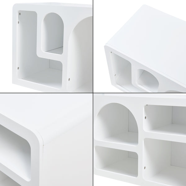 Comoda TV Vågå 140x40x48cm MDF alb [en.casa]