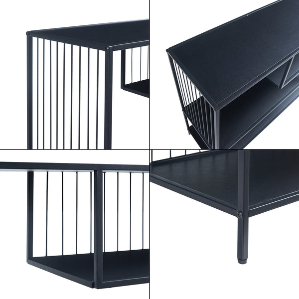 Masa consola cu 3 rafturi Oxelösund 120x33x80cm metal PAL negru [en.casa]