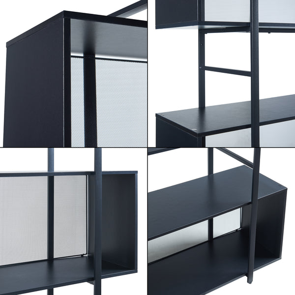 Raft carti Randaberg 180x180x33cm metal pal negru [en.casa]