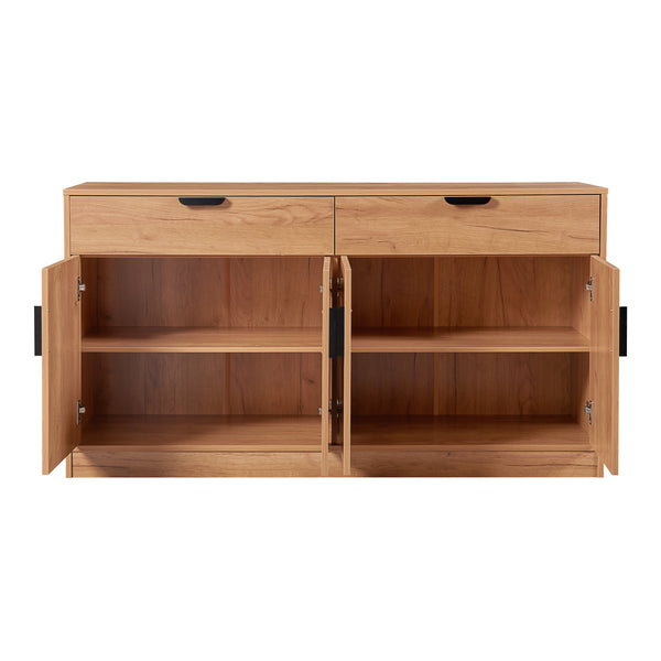 Comoda cu 4 usi si 2 sertare Varkaus 75x140x40cm stejar [en.casa]