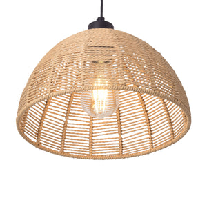 Lampa de plafon Romsey 158cm 1 x E27 60W metal ratan negru bej [lux.pro]