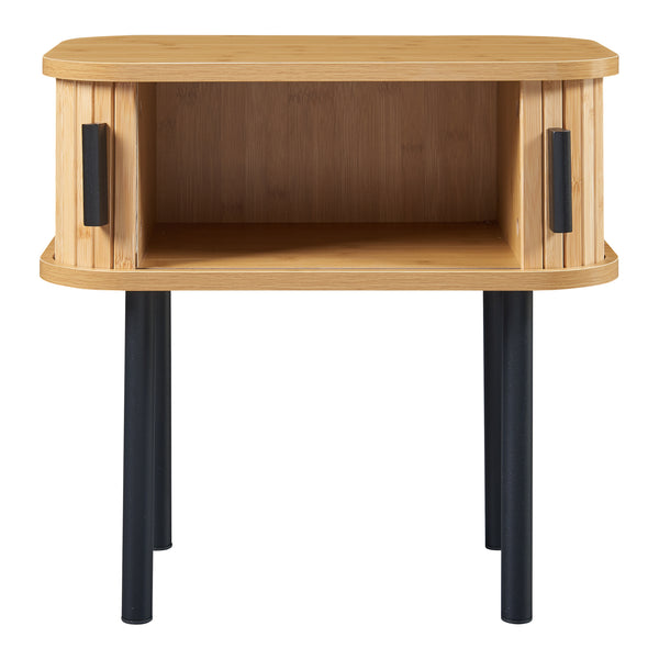 Masuta cu 2 usi glisante Tvedestrand 48x30x45cm MDF bambus metal efect lemn/negru [en.casa]