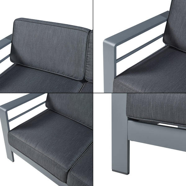 Canapea gradina Avise 144x70x62cm 300kg aluminiu poliester antracit gri inchis [casa.pro]